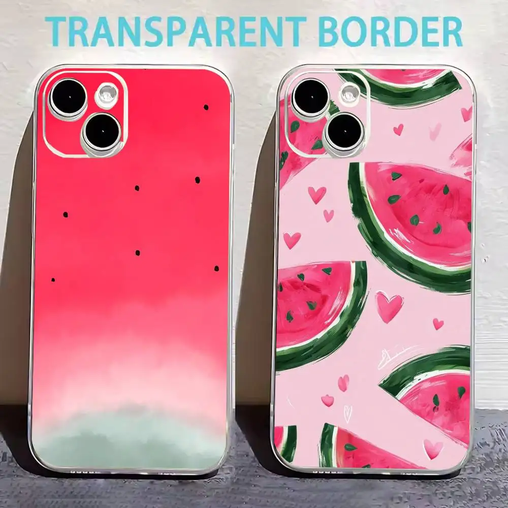 

Fruit W-Watermelon Phone Case For iPhone17,16,15,14,13,12,11 Plus,Pro Max Soft Transparent Cover
