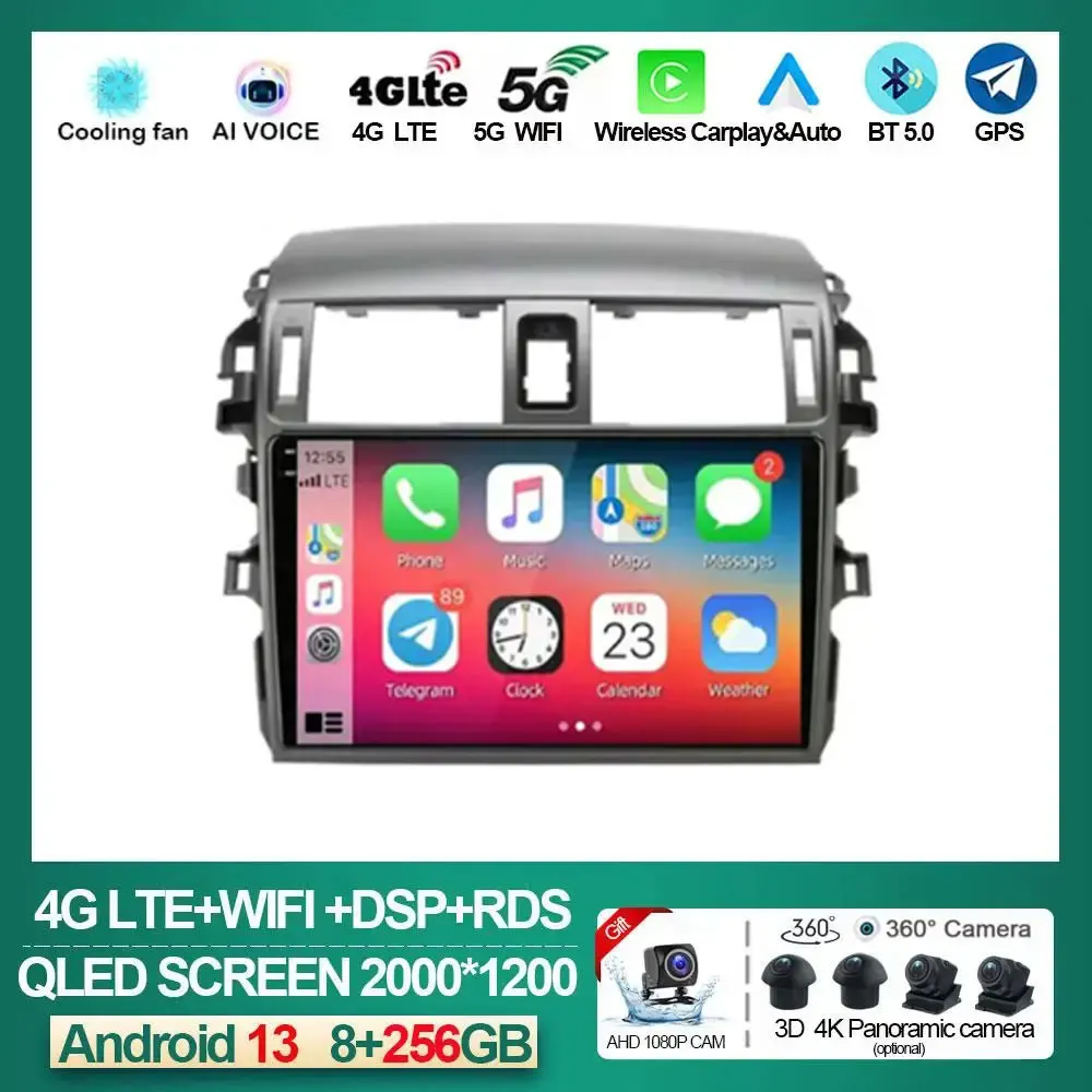 

2Din Car Radio Android 13 Navigation GPS Multimedia video Player For Toyota Corolla E140 E150 2006 2007-2013 Carplay 2din stereo