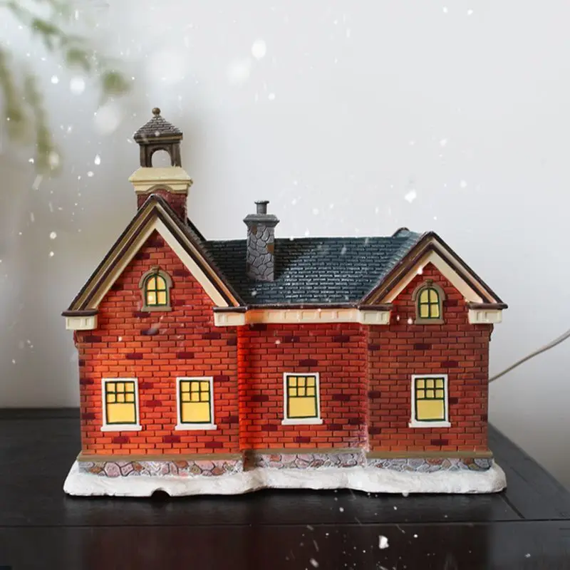 Miniature Halloween Christmas Resin Painted 3D House Figurine Sand Table Building Ornaments