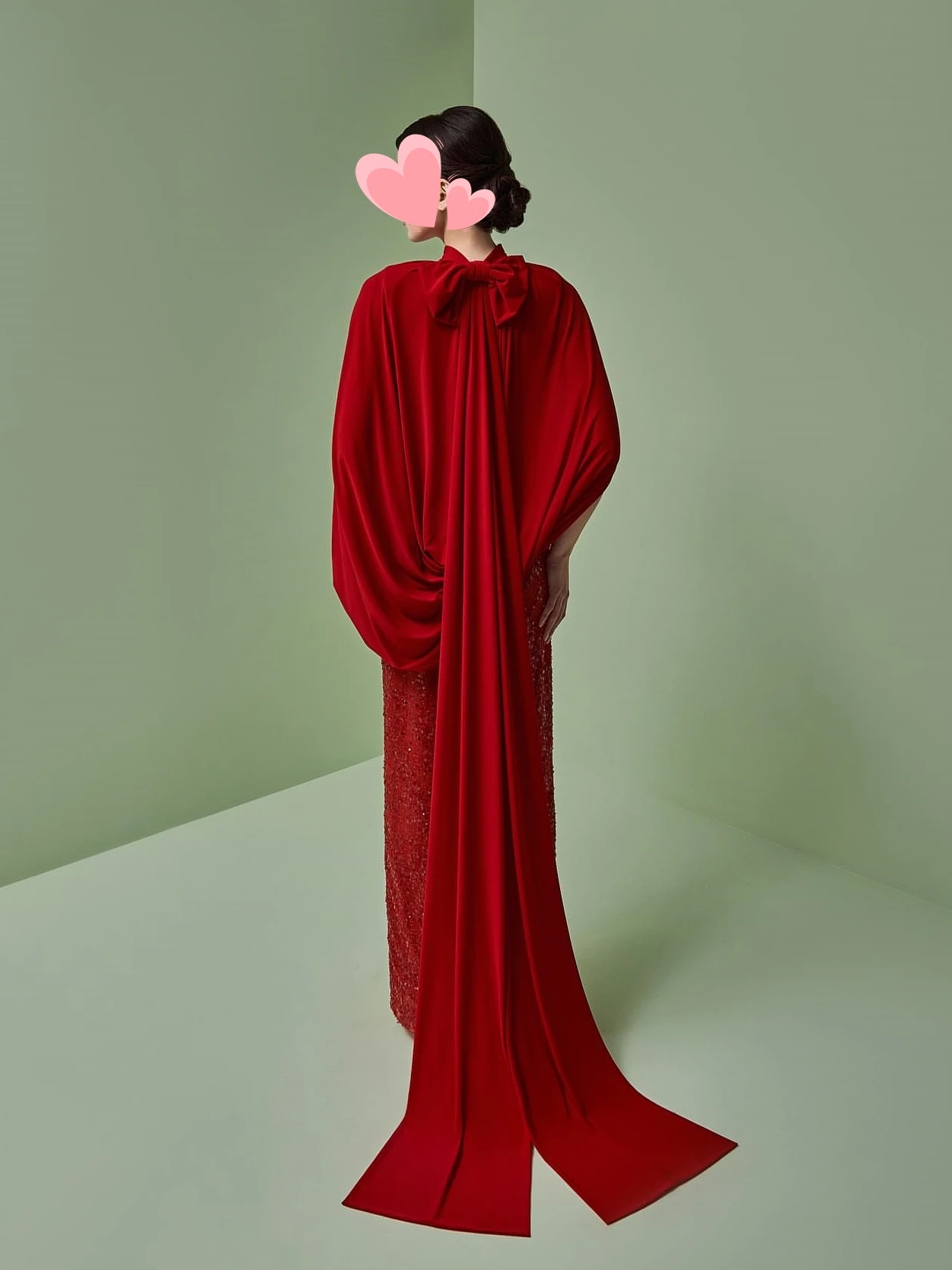 โออิสเลคชุดเดรสวินเทจหวานลูกปัดสีแดงลูกไม้โบว์เคปสไตล์ปรับแต่งอย่างเป็นทางการโอกาสชุดราตรีชุดราตรี