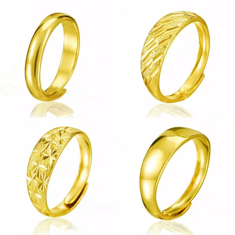 

Fashion Vietnam Sand Gold Brass Gold plated Ring Simple Opening Gymbos Globey Ring for Men and Women Wedding Jewelry