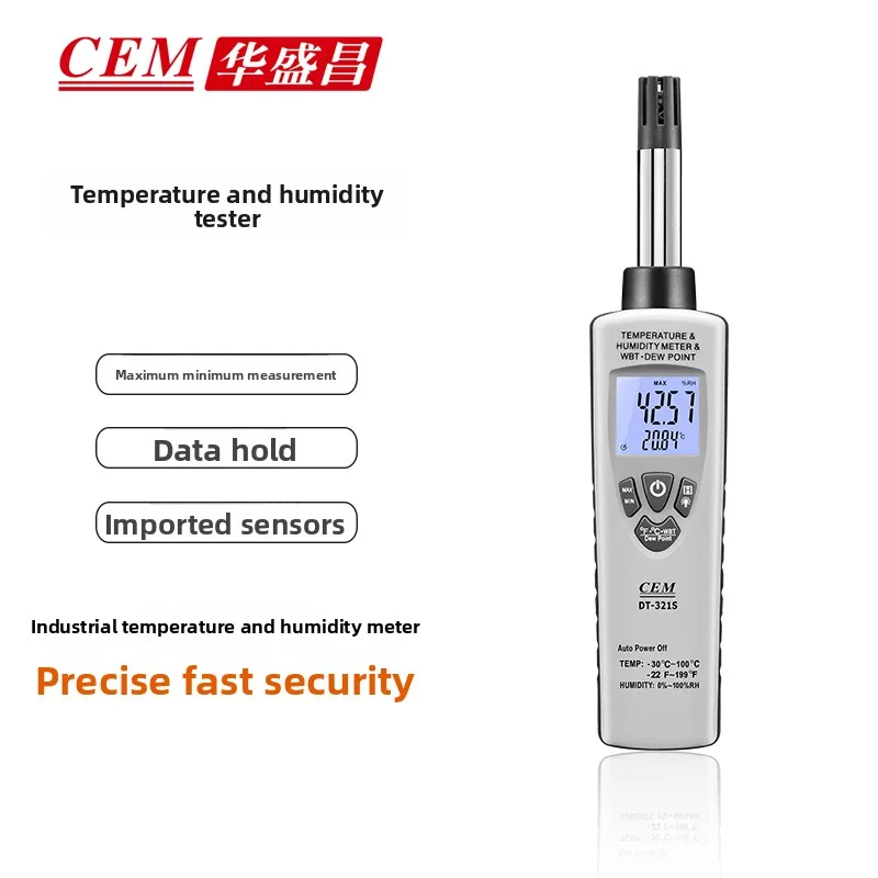 CEM DT-321S High Accuracy Industrial Thermo Hygrometer Indoor Air Dew Point Wet Bulb Tester ABS Material OEM Customized Support