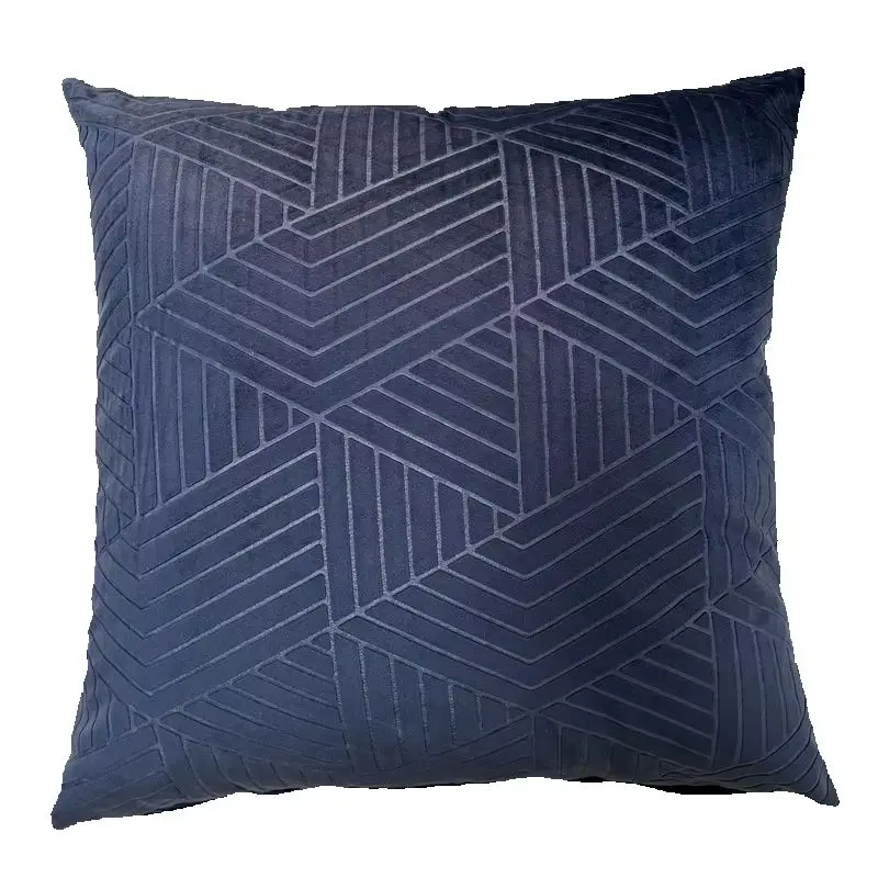 OEM Navy Cushion Cover Sofa Decorative Geometric Velvet Throw Pillowcase from Factory