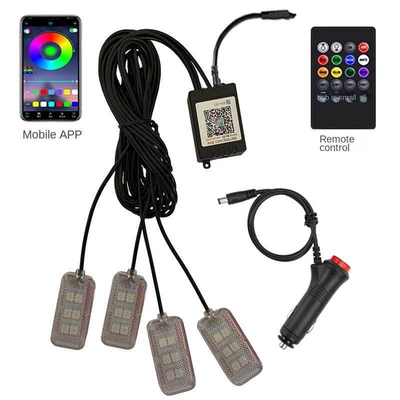 

Neon LED Car Interior Ambient Foot Strip Light Kit Accessories Backlight Remote App Music Control Auto RGB Decorative Lamps