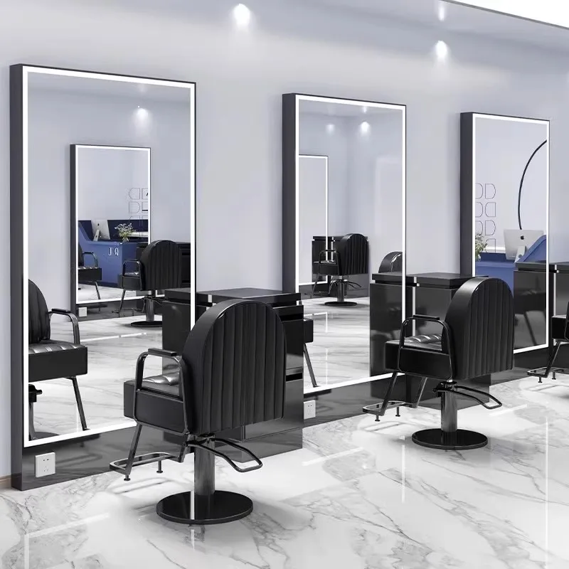 Barber shop floor mirror hair salon special haircut mirror single-sided double-sided hairdressing salon mirror table