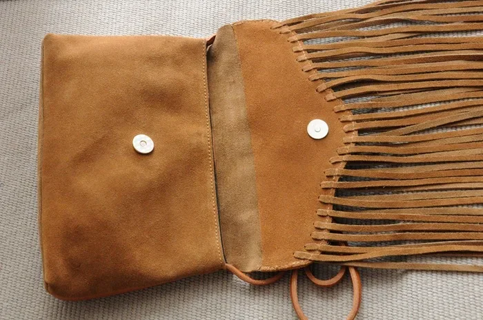 TEELYNN Boho Brown Fringe Small Bag For Women Vintage Frosted Genuine Leather Crossbody Hippie Gypsy High Quality Tassel Bags