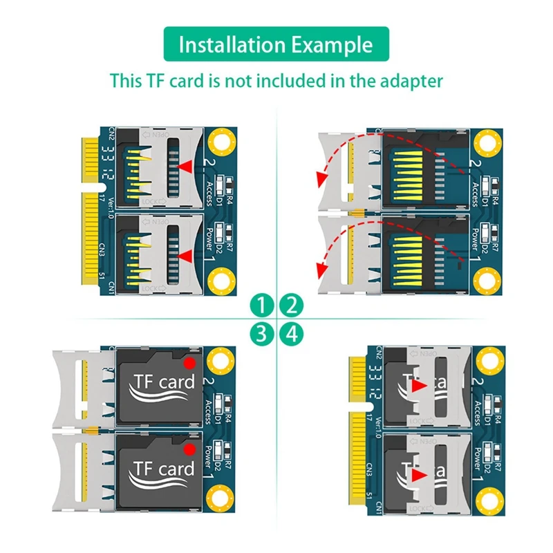 A35Q-MINI PCIE para 2 cartão adaptador micro-SD MINI PCIE para módulo TF duplo módulo leitor SSD para laptop