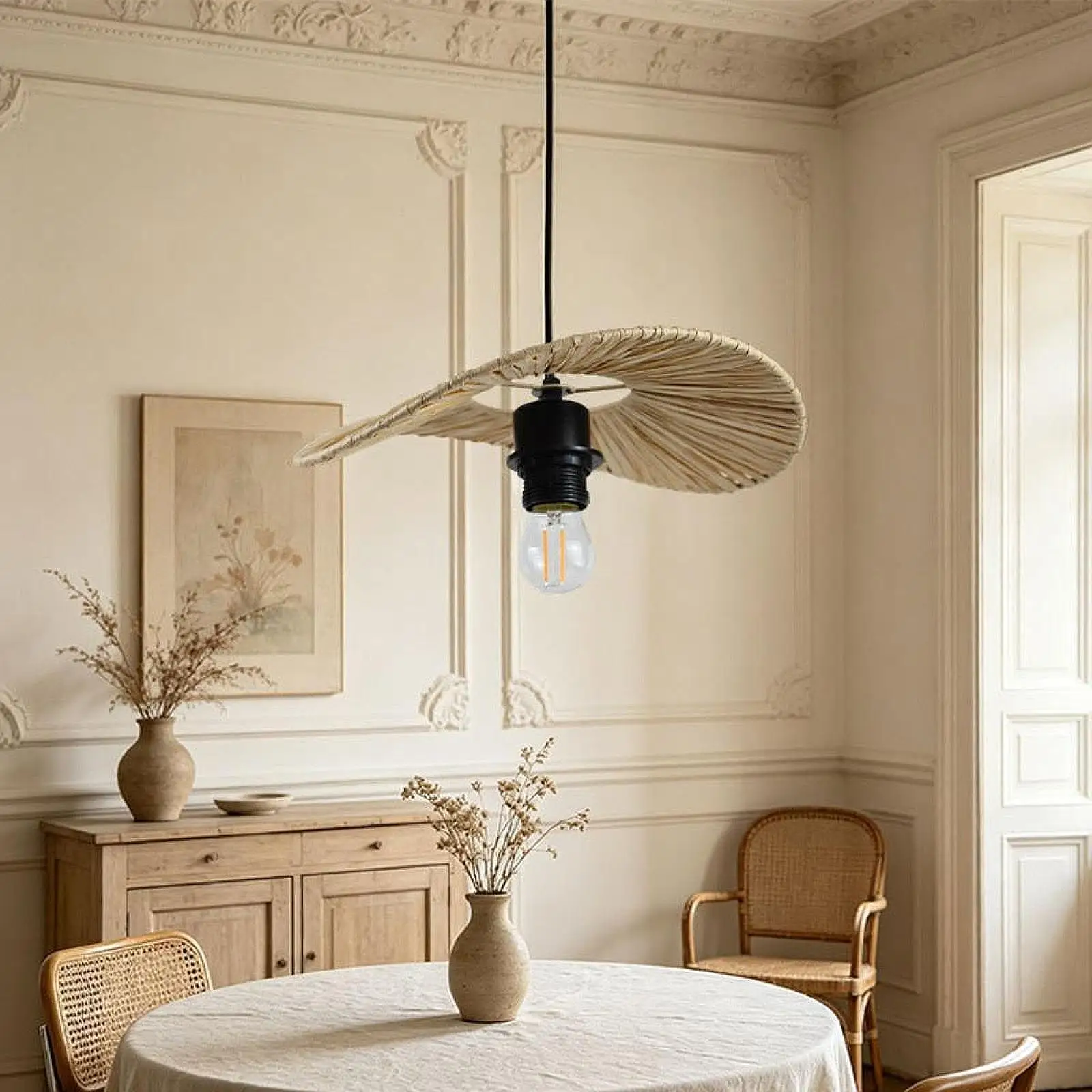 Handmade Woven Lamp Shade Paper Rope Minimalist Decorative Light Cover for Living Room Dining