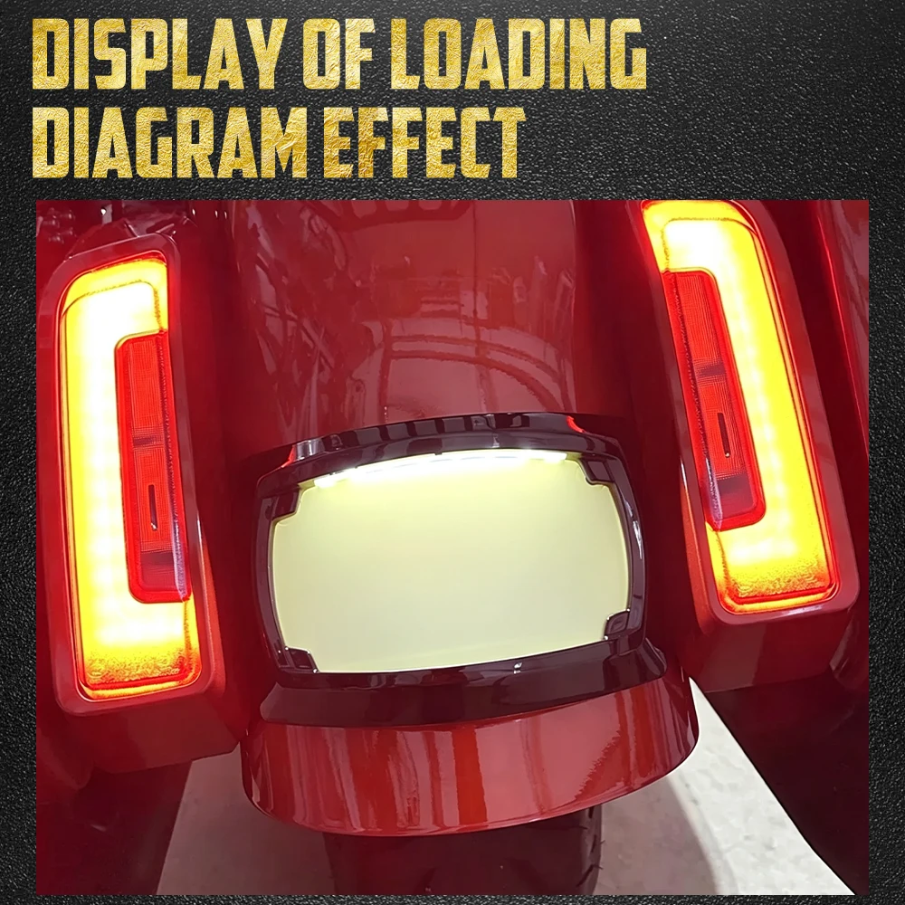 Motorcycle LED License Plate Frame Curved Bracket For Harley Touring CVO Street Glide FLHXSE 23-26 Road Glide FLTRX FLHX FLHXU