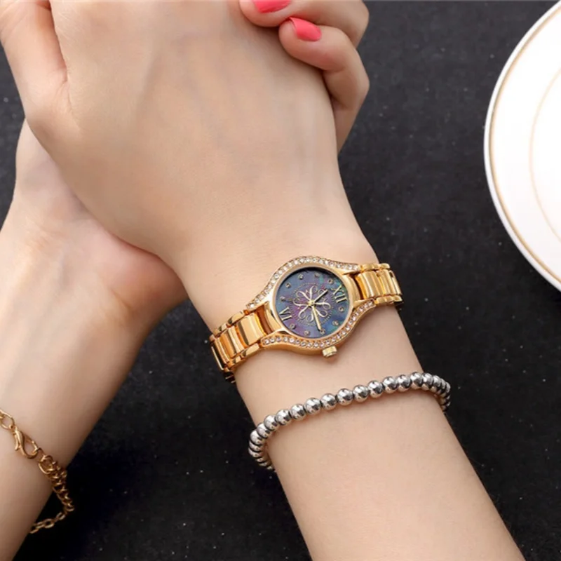 ساعات الكوارتز النسائية CRRJU بحزام من الفولاذ المقاوم للصدأ والماس ، ساعة يد للسيدات ، أزياء أنيقة ، روما ، كاجوال ،