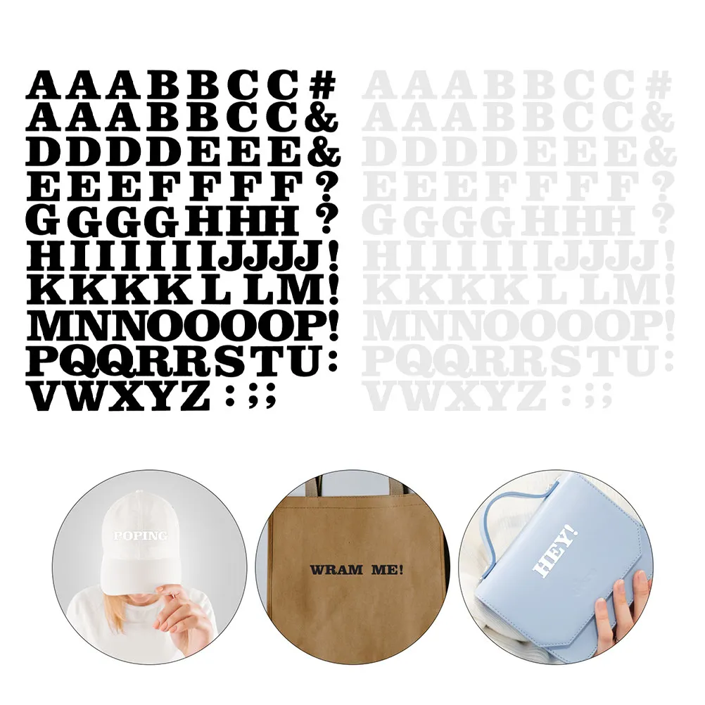 6 sheets Heat Transfer DIY Iron Vinyl Shirts Halloween Christmas New Year Clothes Letter Patches Fabric Letters Patches Decals