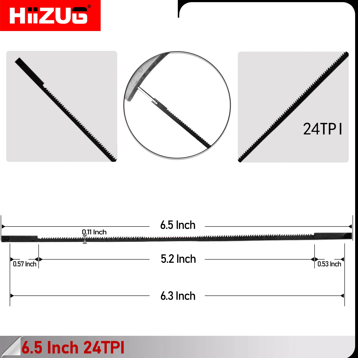 6.5 Inch Scroll Blade Pin End 15TPI /18TPI/24TPI-24 Pack for Scroll Saw and Jig Saws