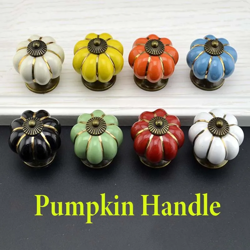 Nowy chiński styl ceramiczny siedmiokolorowy dyniowy kreskówkowy pastoralny nowoczesny minimalistyczny uchwyt szuflady szafki gałka do komody