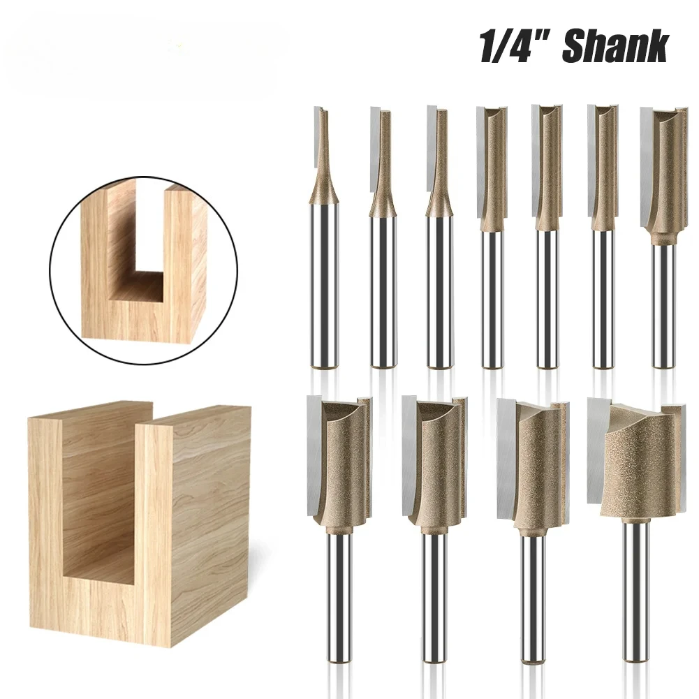 1PC 1/4in Shank CNC Straight Bit Flush Trim Single Double Flute Router Bit Tungsten Carbide Milling Cutter Woodworking Tools