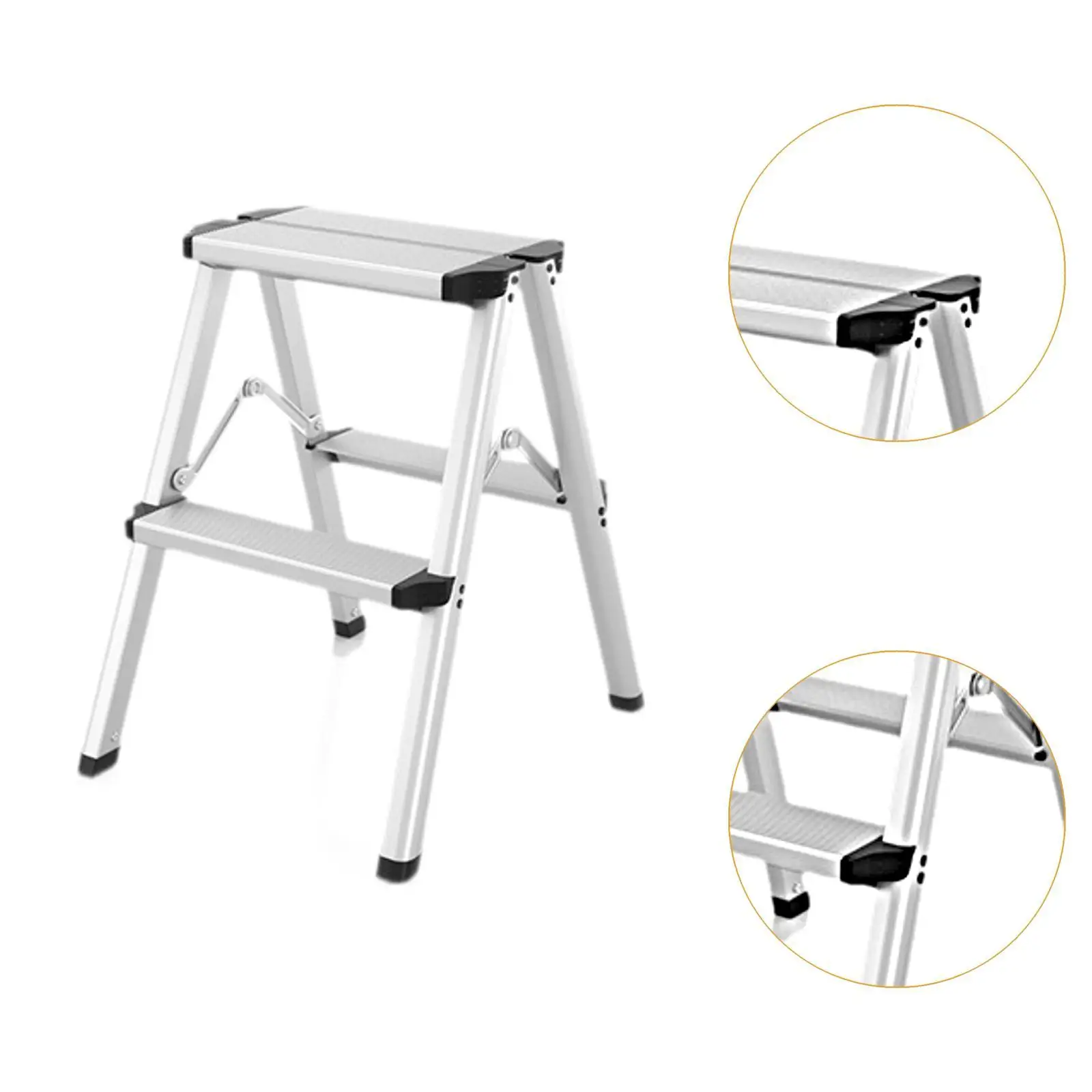Folding Step Ladder Multiuse Strong Load Bearing Sturdy Metal Ladder Stool for Library Kitchen Store Household Work Factories