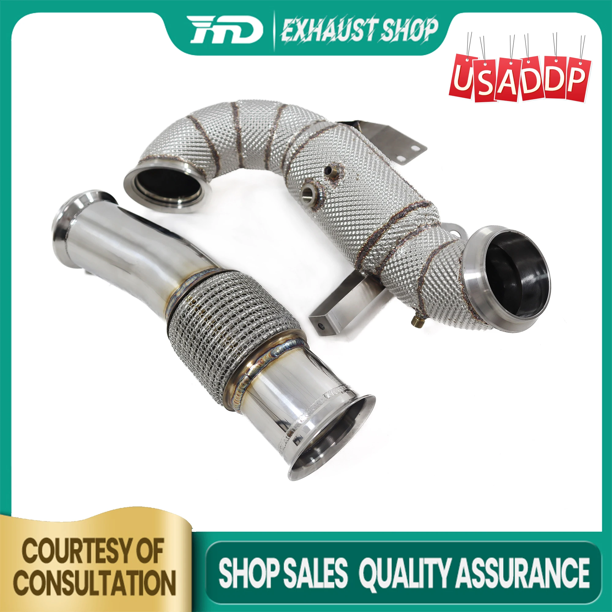 Tubo de descarga HMD para Benz A45S W177 Escape de aço inoxidável Escudo térmico TIG Soldagem manual