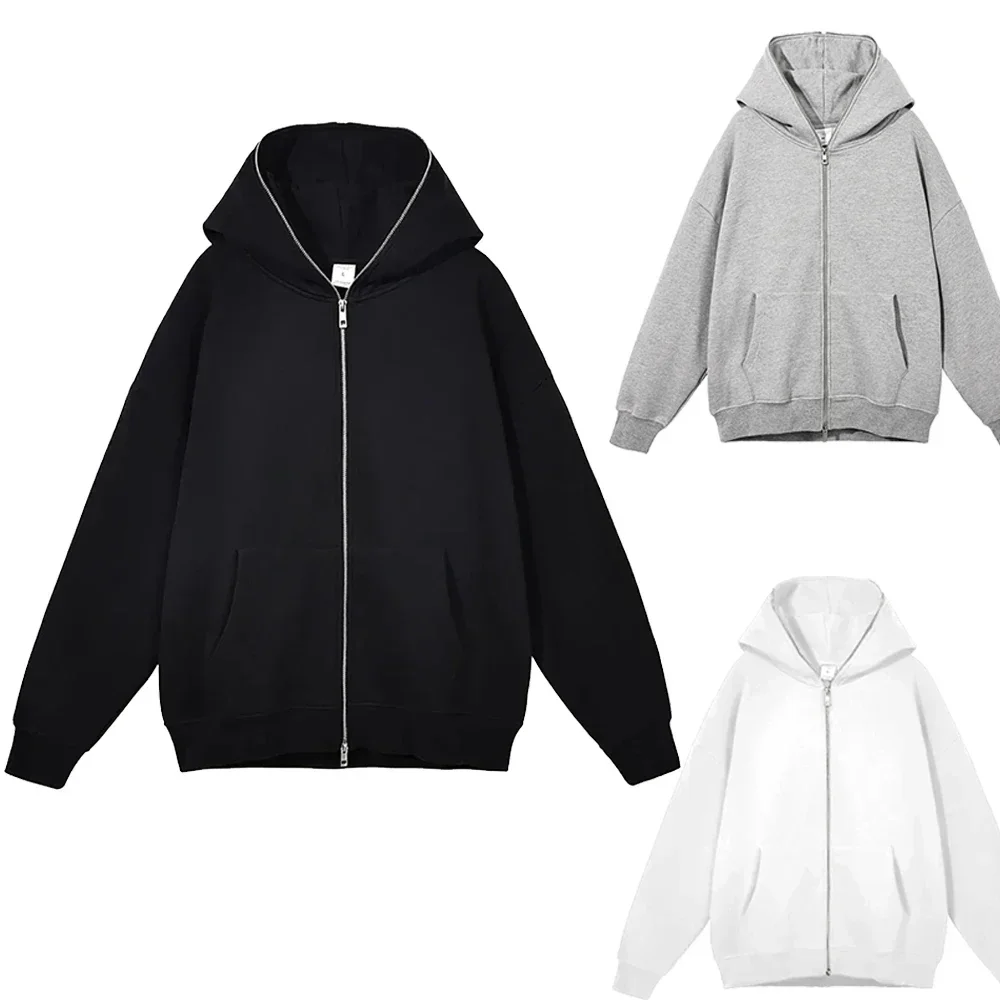 Jaquetas com capuz com zíper completo masculino e feminino, moletons com zíper, cardigãs casuais, streetwear hip-hop PVD, roupas Y2K, moda primavera