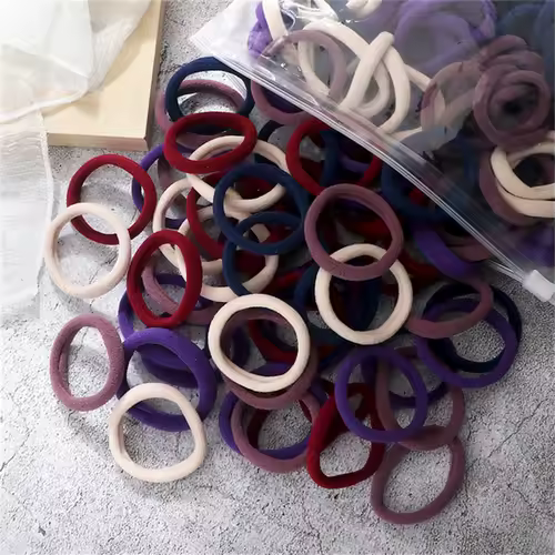 50pcs Black Elastic Hair Band Leagues Ties Colets Scrunchies Springs Gum Accessory For Girl Women No Damage Pigtails Holder Set - Image 8