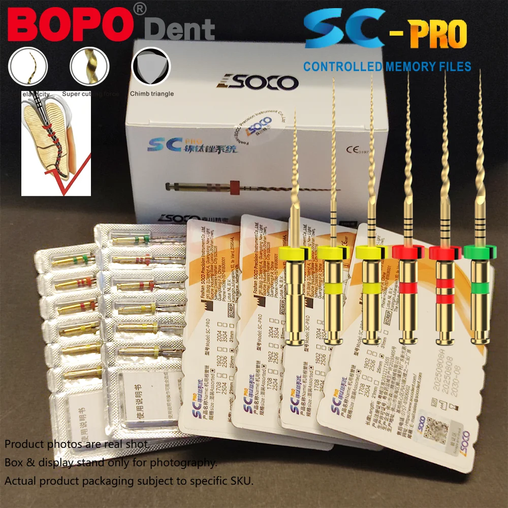 6Pcs Dental File COXO SOCO SC Root Canal Endodontic Files Heat Activated Rotary Niti Tips F1 Preparing Root Canal Treatment 25MM