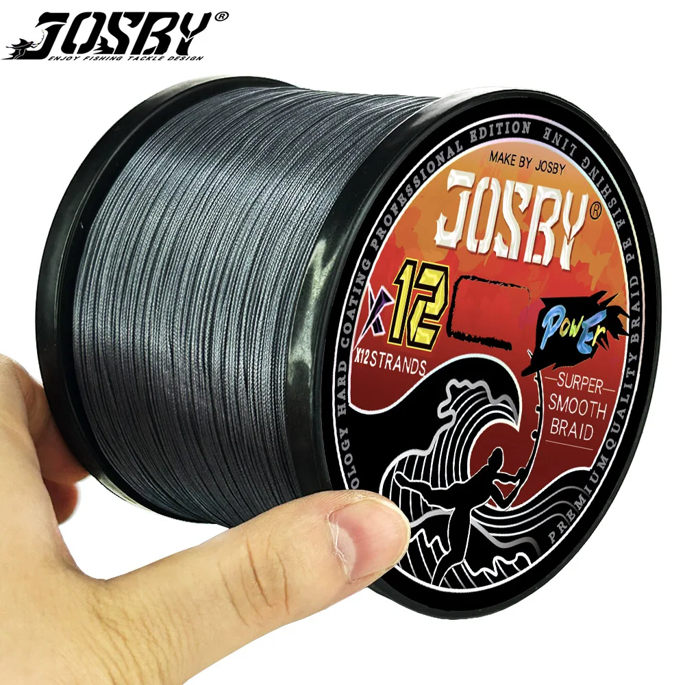 JOSBY Braided Fishing Line 12 Strands Smooth Multifilament  PE Weave Sea Freshwater Extreme Japan Carp Thread 100/300/500/1000M