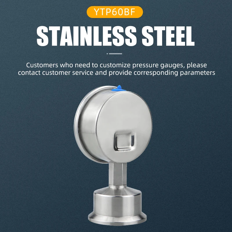 -40-200°C  50.5mm Clamp ConnectionDiaphragm Pressure Gauge Stainless Steel Integrated Sanitary Vacuum Gauge 60mm