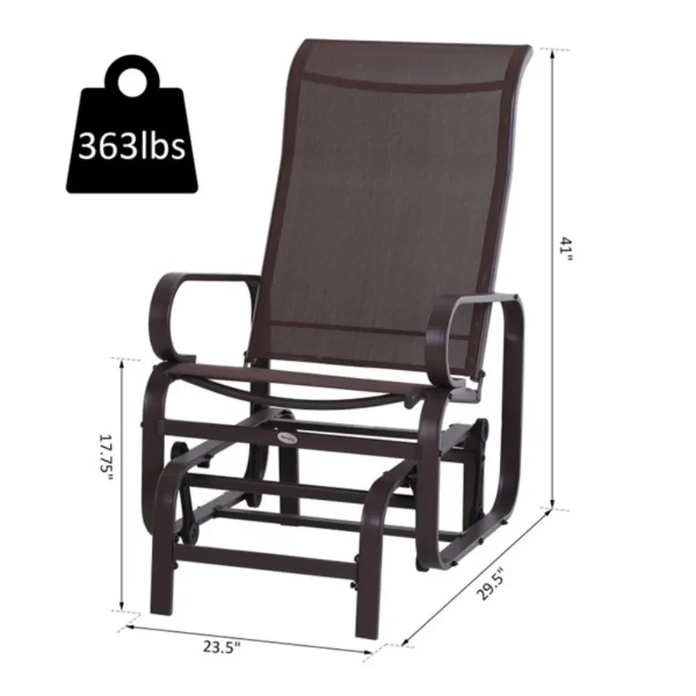 Garden chair/rocking chair with ergonomic head support, a combination of weatherproof mesh fabric and powder-coated steel