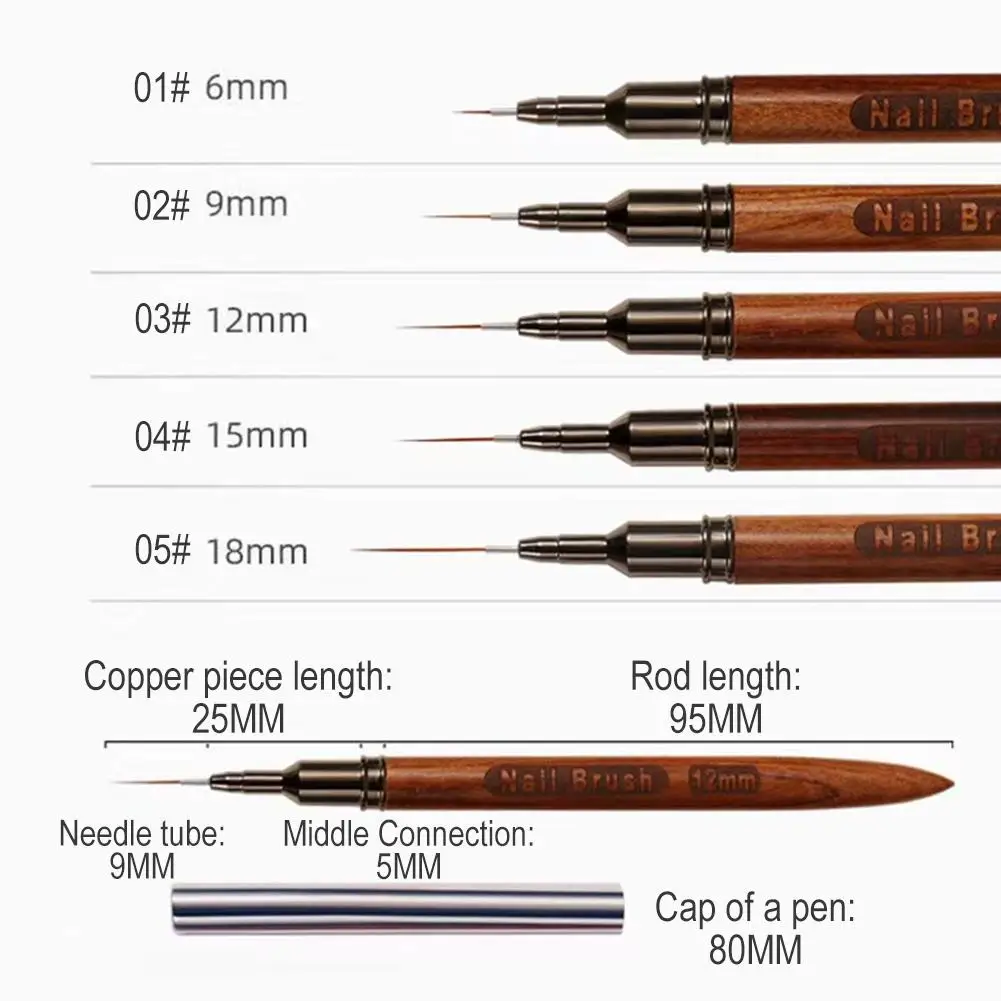 Nagelborstel Houten handvat Gel Nail Art Liner DIY Schilderborstel Tekenlijnen Streep Bloem Schilderpen UV Gel Manicure Salon Tool