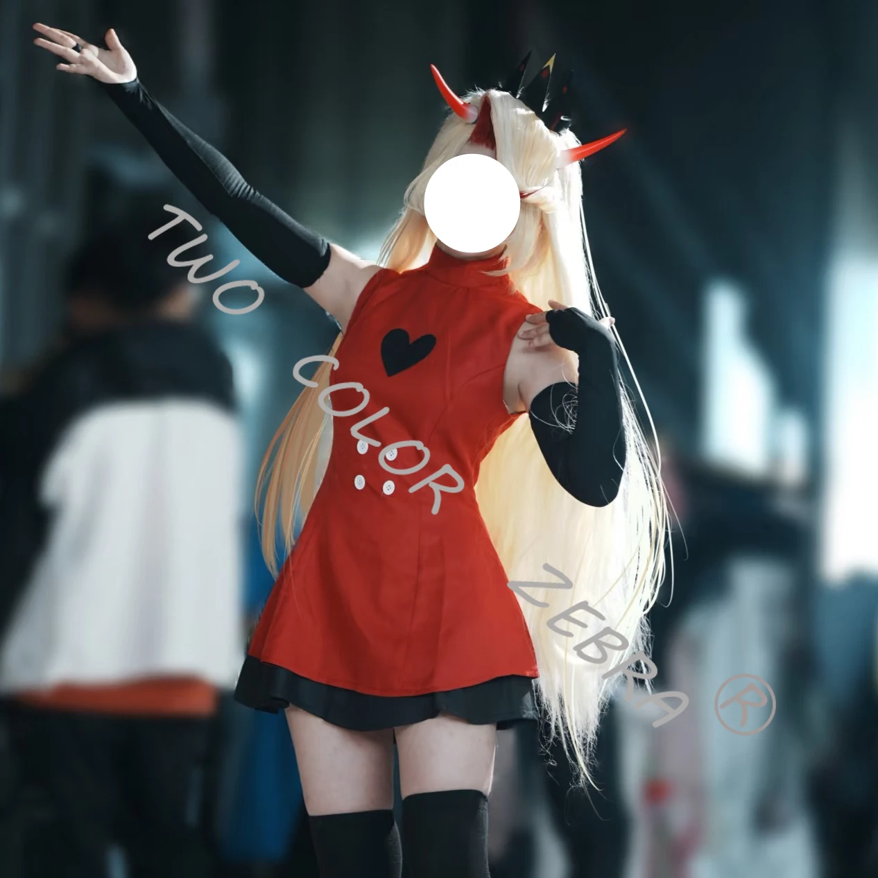 애니메이션 Hazbin Hotel 찰리 코스프레 의상 레드 드레스 가발 섹시한 유니폼 장갑 양말 풀 세트 할로윈 코믹 콘 파티 록플레이