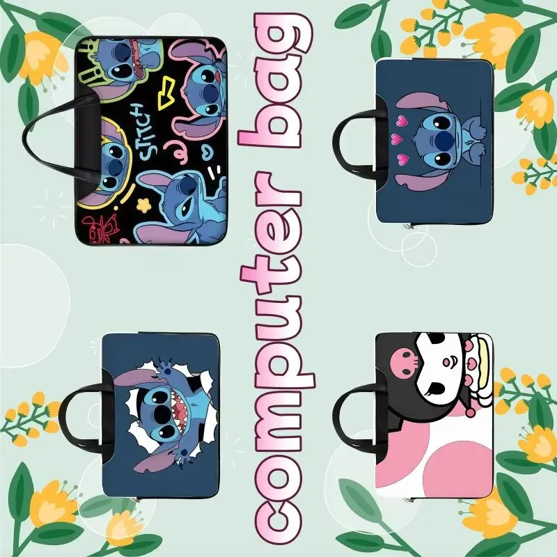 

Anime Character Sanrio Kurome Stitch Laptop Bag for Apple Xiaomi Dell Asus 12 13 14 15 16 Inch Lightweight Handbag Student Gift