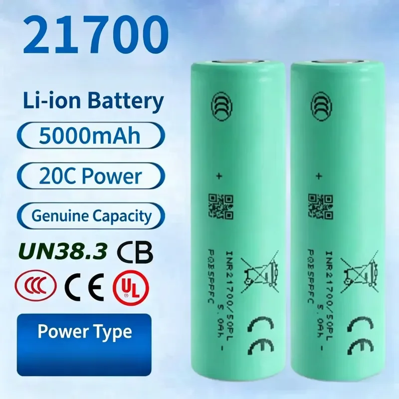 New 10PCS 21700‑50PL 5000mAh Flat‑Top Rechargeable Lithium‑ion Battery For EVE Grade‑A 20C