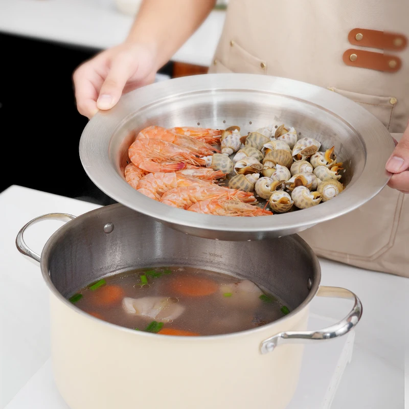 Customized Thickened 304 Stainless Steel Steamer Tray with Lid - Deepened Basket for Seafood, Veggie & Dumplings