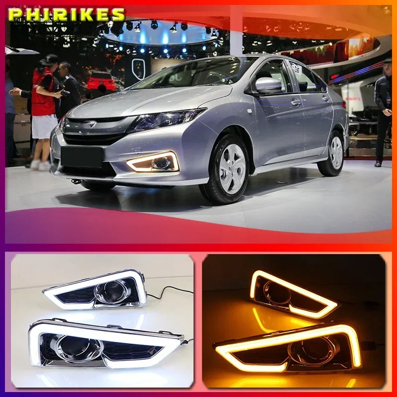 

1 set for Honda City Grace 2015 2016 LED DRL with turn signal relay 12V Car daytime running lights Fog lamp Accessories