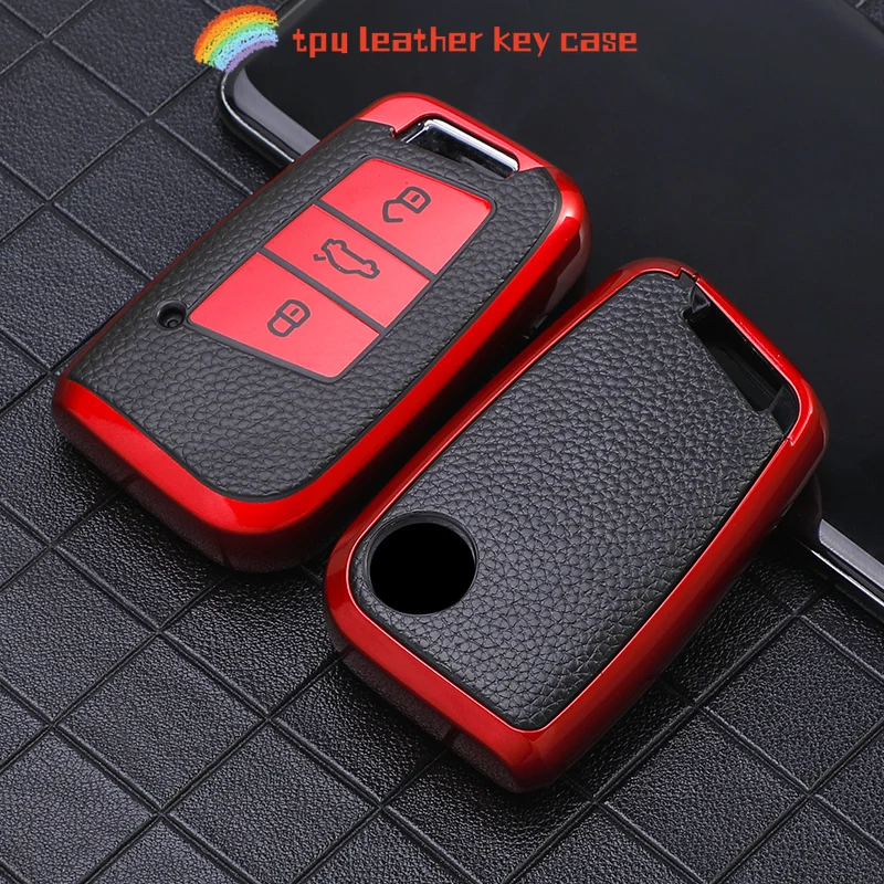 TPU Leather Car Key Cover For VW Volkswagen Magotan Passat B8 Skoda Superb Kodiaq A7  Remote Fob Protector Case