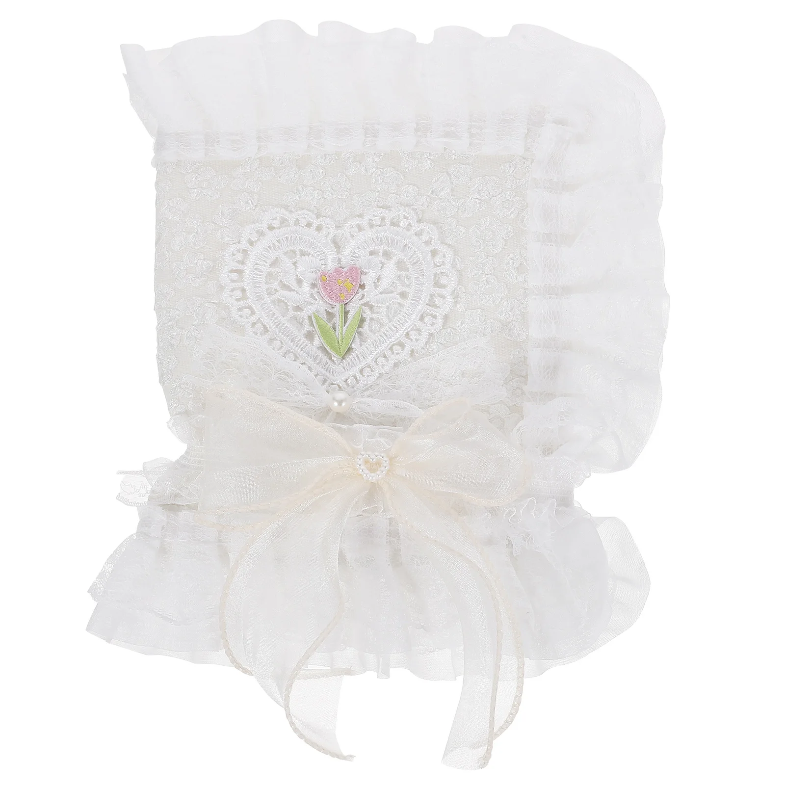 غطاء كتاب من القماش الدانتيل قابل للغسل مصنوع يدويًا غطاء مزخرف لكتب المذكرات ذات الغلاف الصلب #3