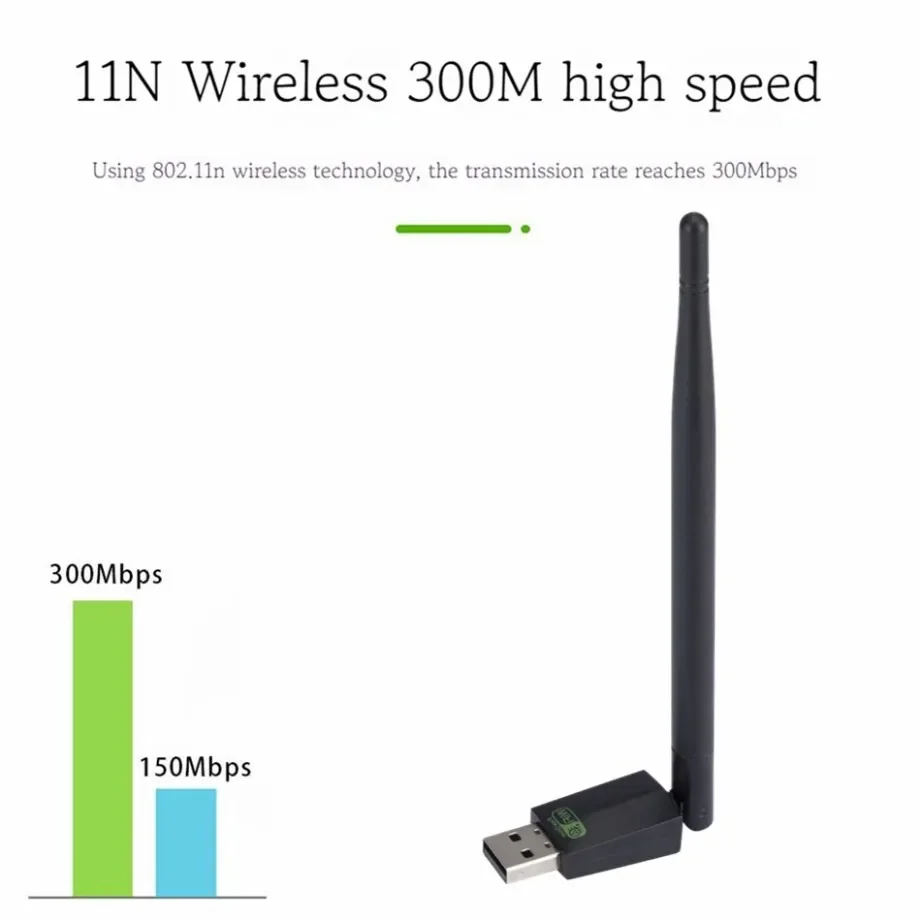 300Mbps WIFI Adapter Wireless Network Card Play and Play Mini USB Wi Fi Adapter LAN Wi-Fi Receiver For PC Windows