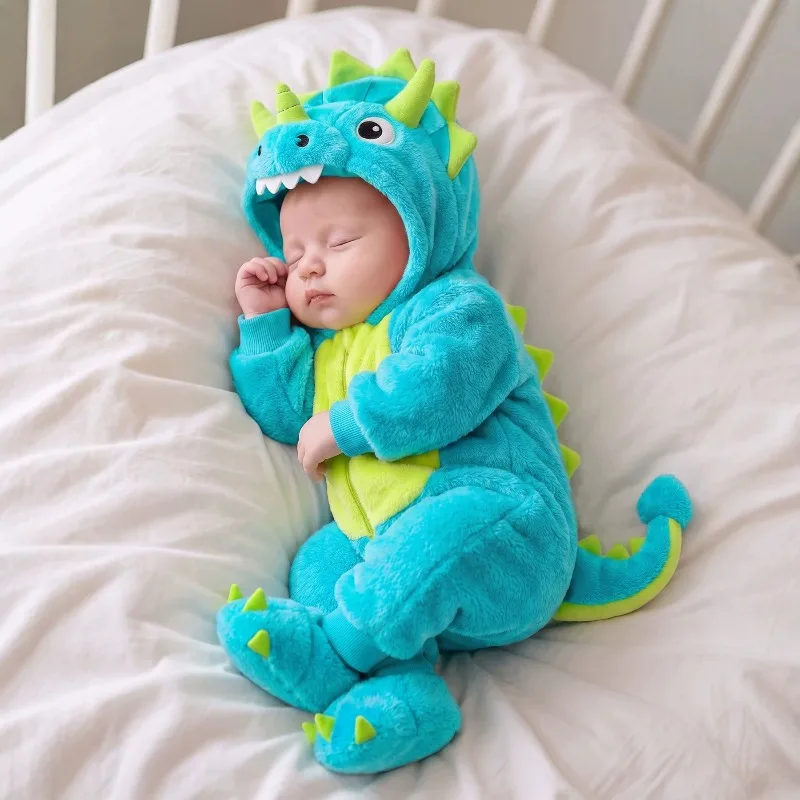 Infant cartoon onesie autumn and winter warm long-sleeved Romper baby going out climbing clothes multi-color optional
