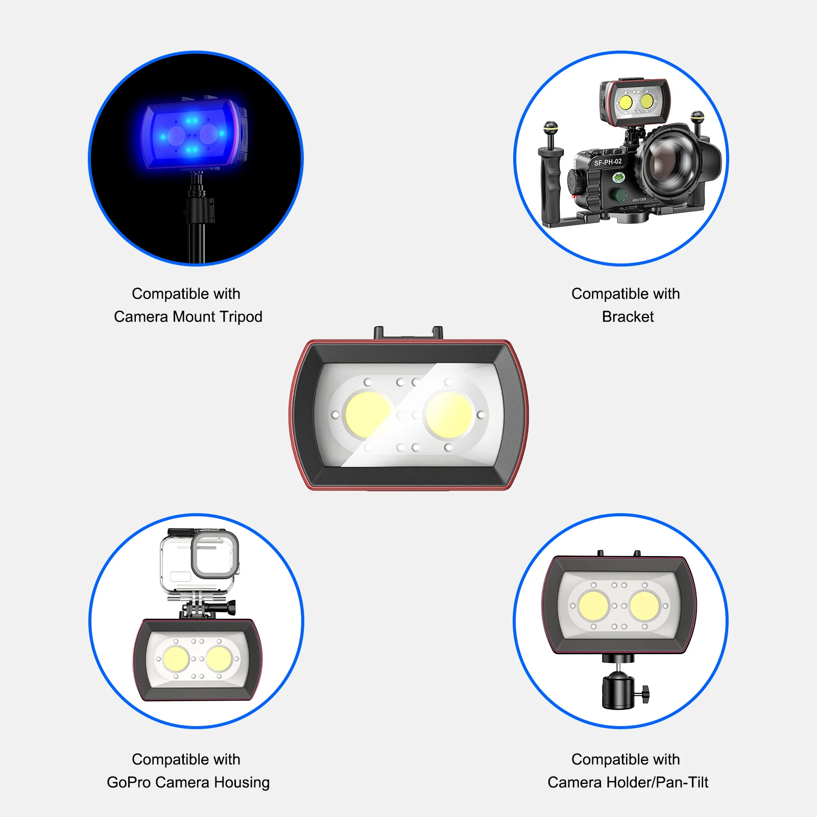 6000Lm IPX8 40M Waterproof LED Camera Phone Fill Light Flash Underwater Diving Photography Lighting Accessory Outdoor Flashlight