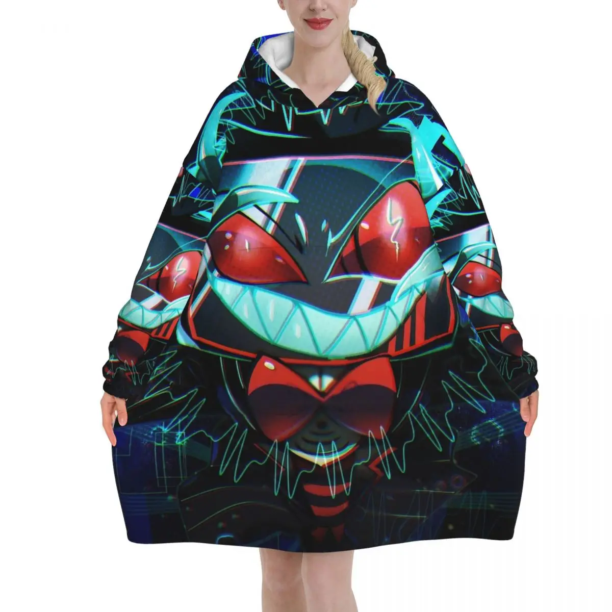 

Oversized Hazbin Hotels Wearable Blanket Winter Gifts for Women Men Ultrasoft Plush Warm Sweatshirt Blankets With Pocket