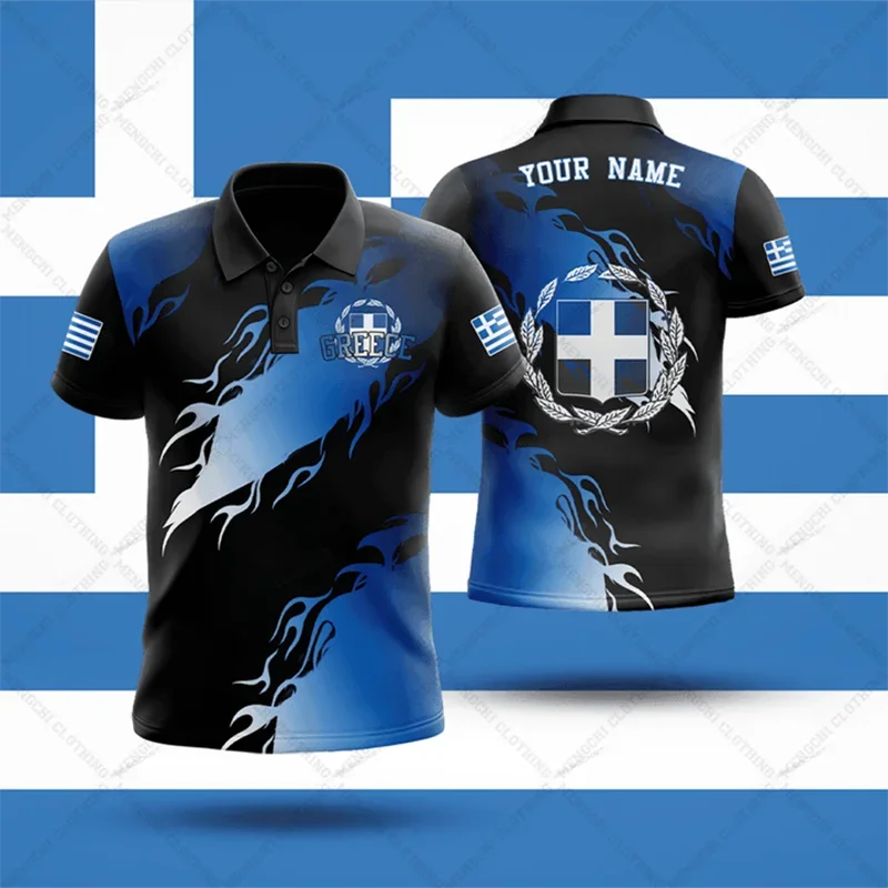 

Custom Name Greece Speed Racing Style Polo Shirt Summer Unisex Casual Streetwear Loose Oversized Jersey Short Sleeve Sportswear