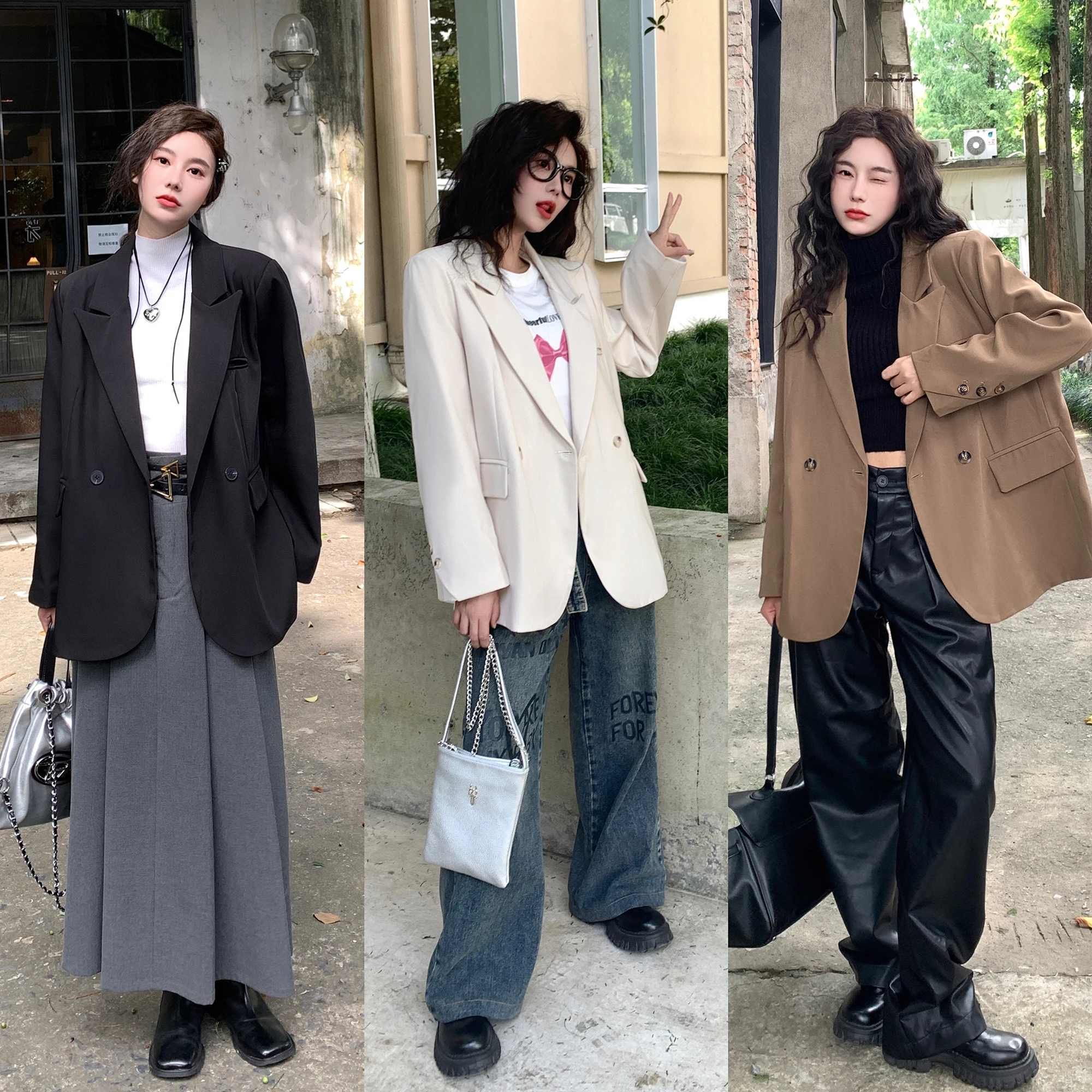 

Real Shot – Plus Size Designer Unique Loose Korean Style High-End Blazer for Women Female Office Lady, 2023 Autumn New Arrivals