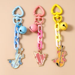 New Musical Instrument Keychain Violin Key Ring Pendants for Women Girls Handbag Decor DIY Handmade Key Chain Gifts