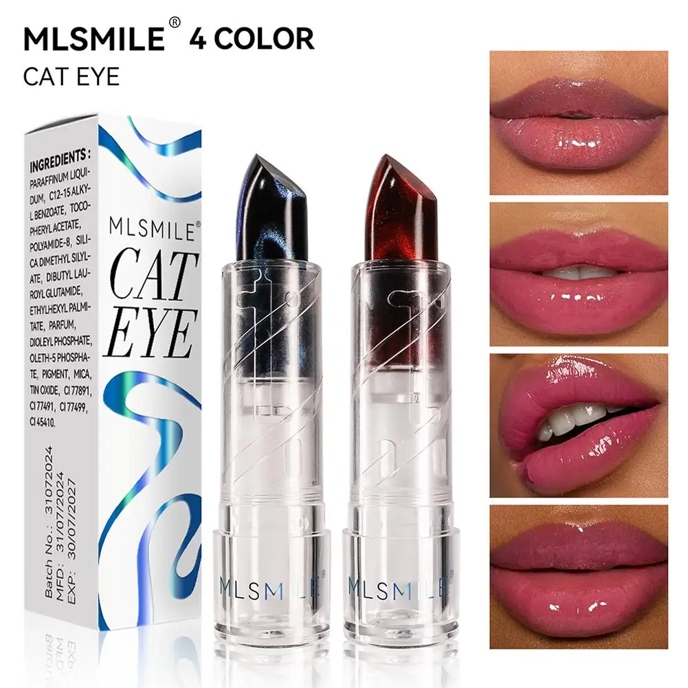 Rouge à lèvres hydratant à couleur changeante, 4 couleurs, température, miroir aqueux, paillettes durables, gelée naturelle, G1J9