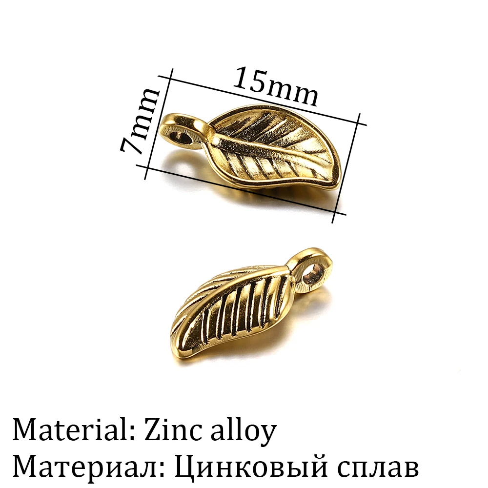 60pcs/lot 15x7mm Antique Metal Alloy Leaves Charms Pendants Findings Jewelry Making Accessories