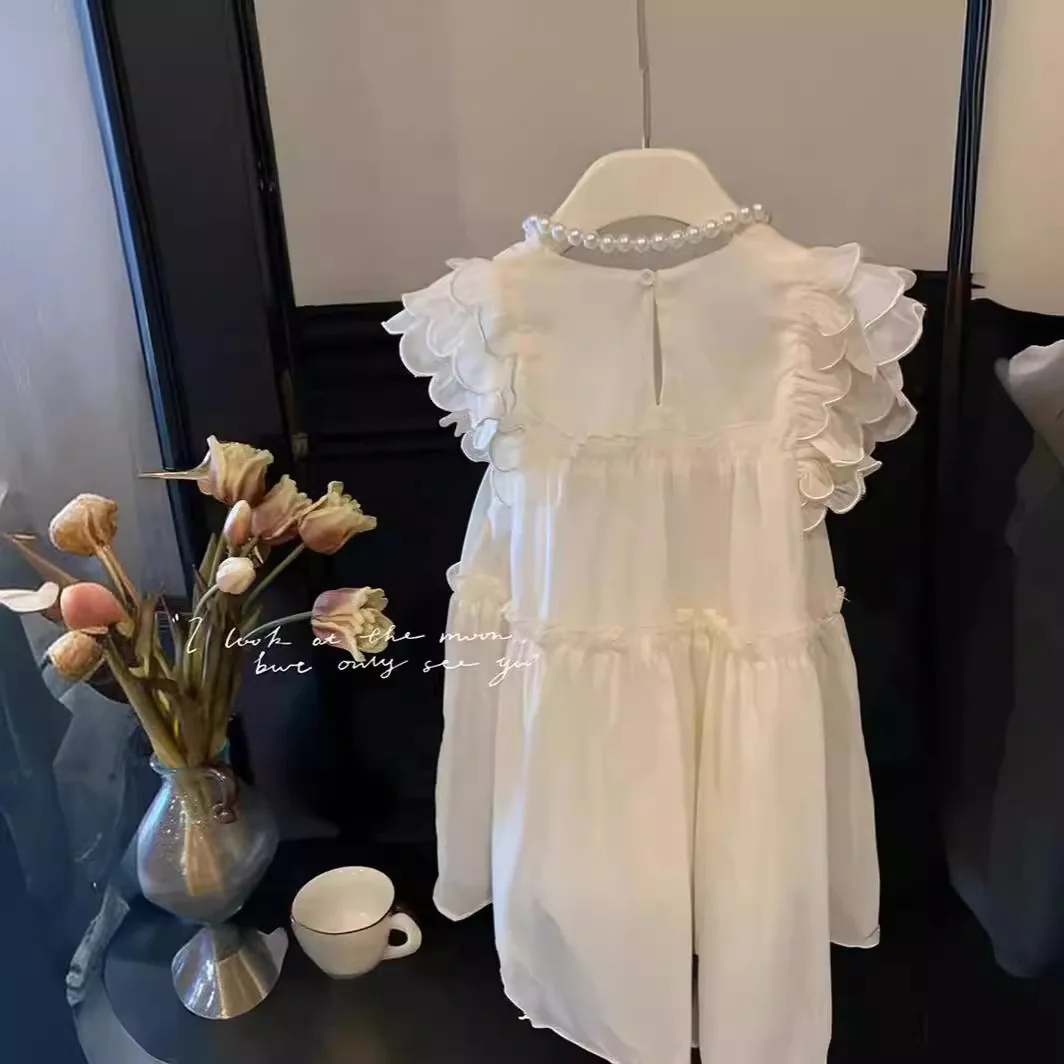 Girls Dress 2024 Summer New Fashion Korean Style Summer Dress Baby Girls Flying Sleeve Children Princess Dress Birthday Dresses