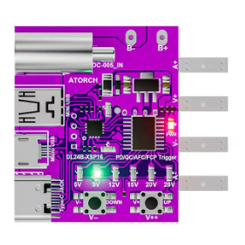 

Type-C PD3.1 Fast Charging Protocol 4-Wire Test Board Voltage Meter Deceiver 140W Charger Aging Tool For DL24 Load-A73X