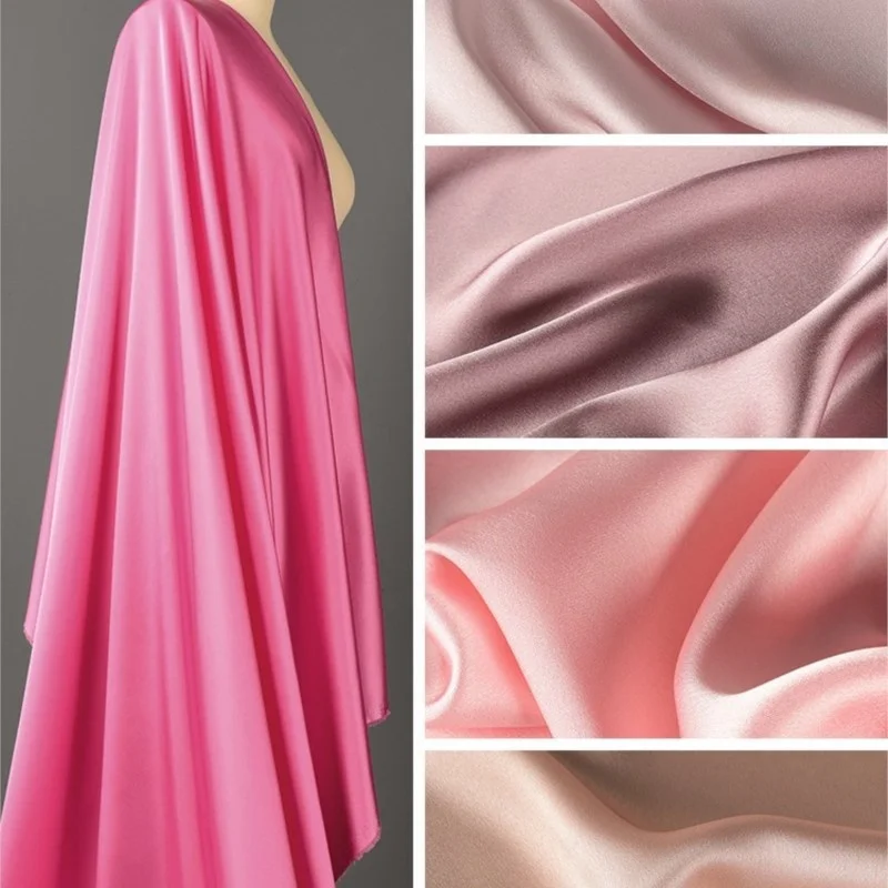 

Pink Acetate Satin Fabric Skin-Friendly Breathable Color Bright Artificial Silk Dress Skirt Shirt