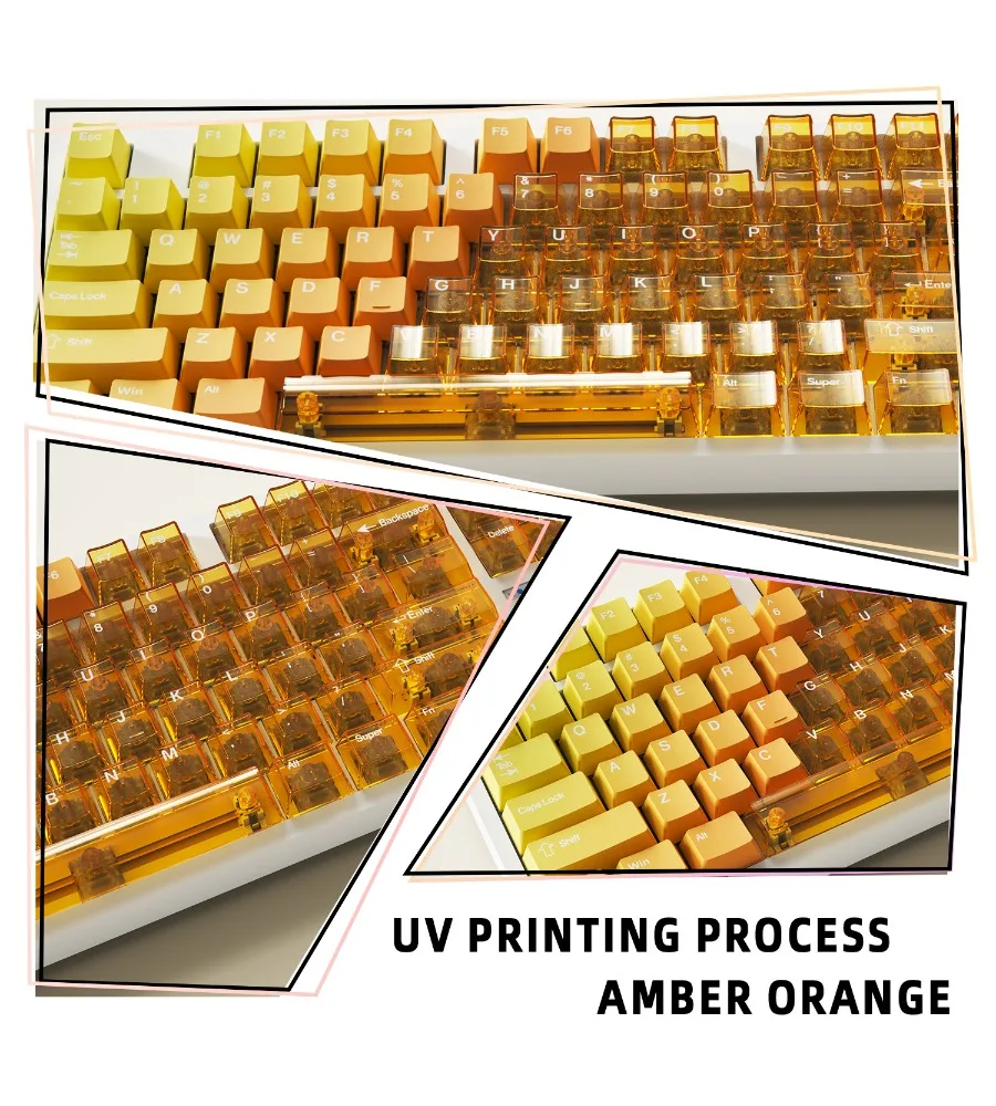 [PC + thermal sublimation A layout] Mechanical keyboard keycap gradual change five-sided PBT thermal sublimation transparent