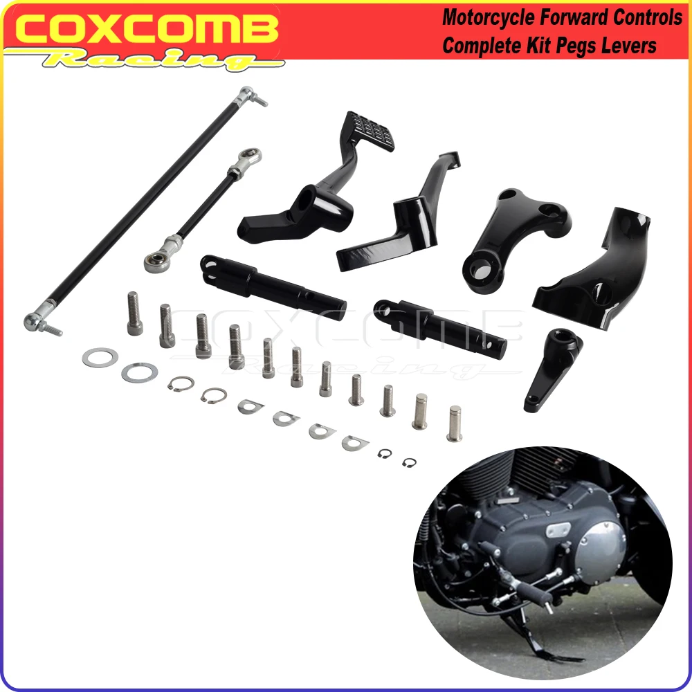 

Motorcycle Black Forward Controls Complete Kit Pegs Levers Linkages Hardware Kit For Harley Sportster 1200 Custom 883R XL883