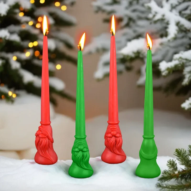 

3d Santa Long Candle Silicone Mold DIY Christmas Atmosphere Decoration Diffuser Stone Epoxy Resin Molds Candle Making Supplies