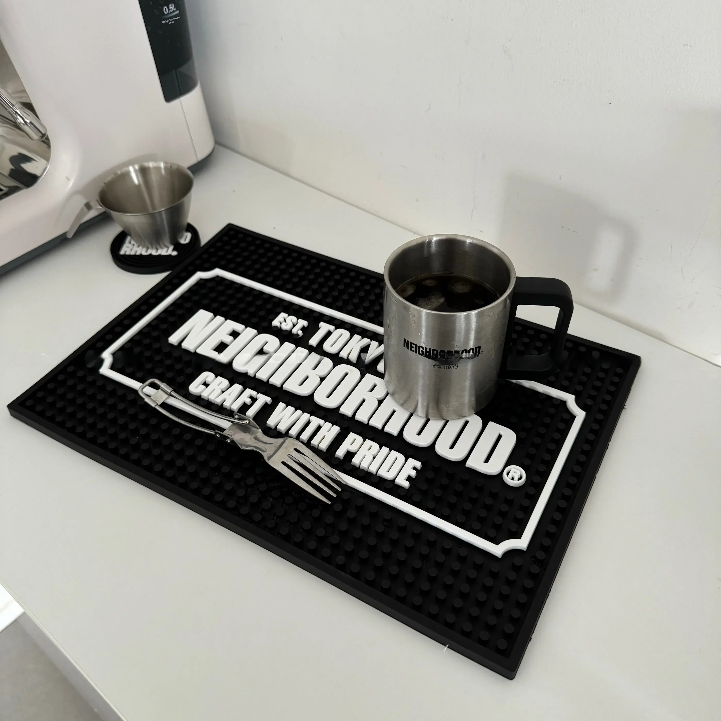Trendy NBHD Coffee Bar Counter Mat Kitchen Drain Mat Dining Side Cabinet Heat Resistant Non-Slip Mat Bar Milk Tea Plastic Rec...